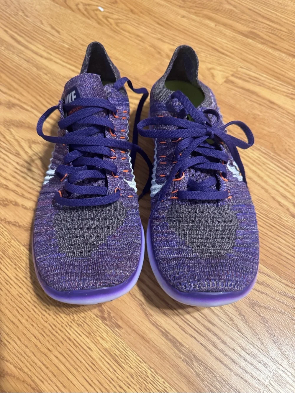 Nike Women’s Purple Knit Athletic Sneakers with Orange Accents